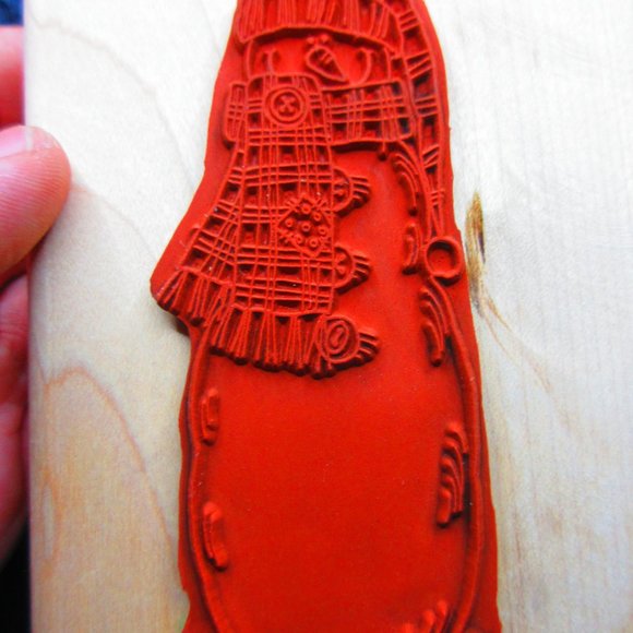 Snowman With Scarf Rubber Wood Mounted Stamp 4.5" X 3.75" - Picture 2 of 3